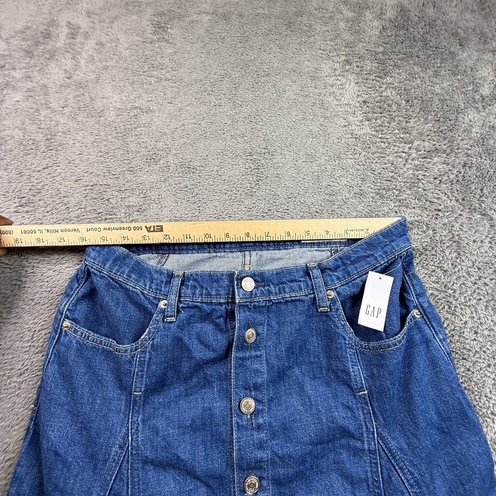 GAP Womens 10P Blue Denim A-Line Button Front Jean Skirt Seamed Petite NWT - Picture 4 of 8